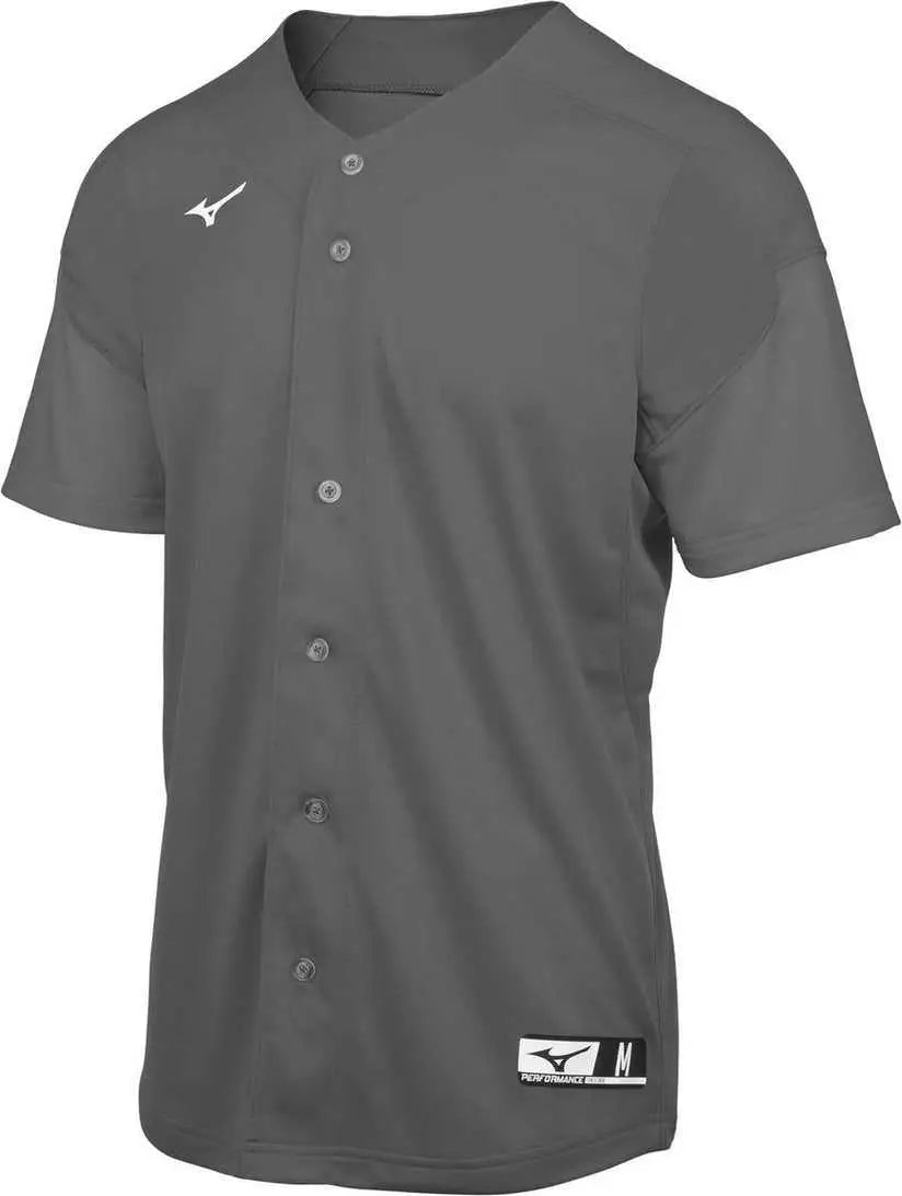 Mizuno 350713 Aerolite Full Button Baseball Jersey - Charcoal