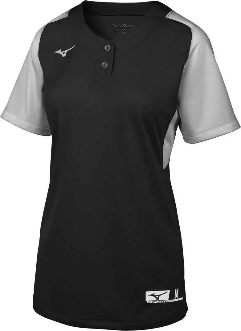 Mizuno 350716 Girls Aerolite 2-button Softball Jersey - Black Gray