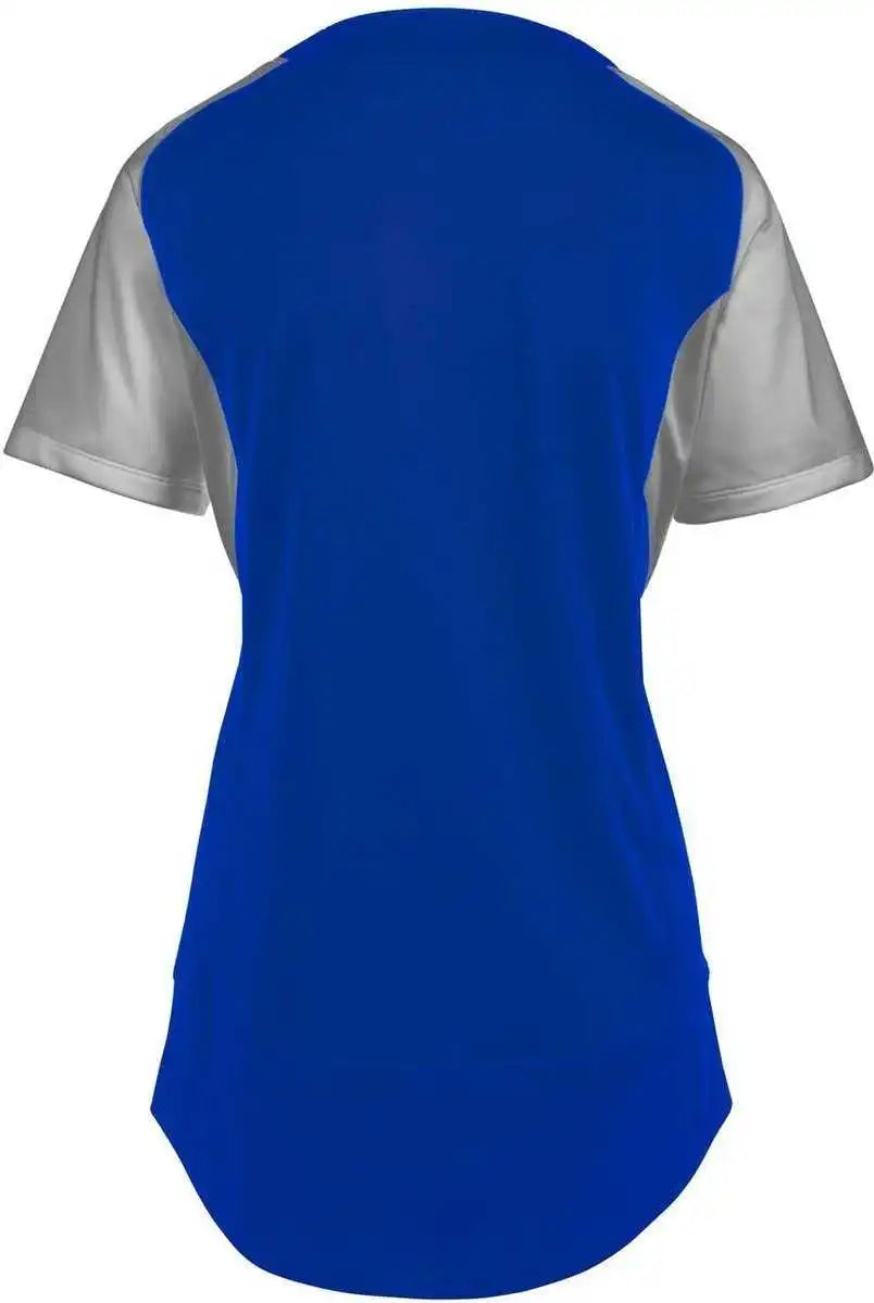 Mizuno 350716 Girls Aerolite 2-button Softball Jersey - Royal Gray