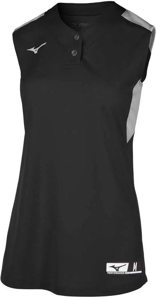 Mizuno 350721 Aerolite 2-button Sleeveless Softball Jersey - Black Gray