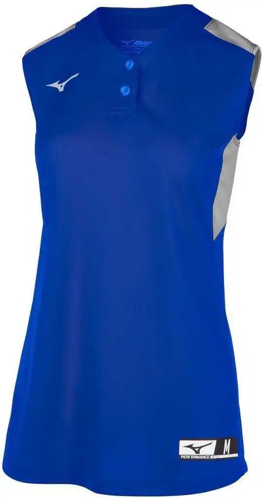 Mizuno 350722 Girls Aerolite 2-button Sleeveless Softball Jersey - Royal Gray
