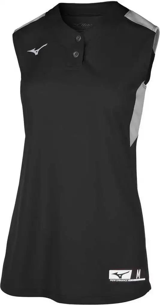 Mizuno 350722 Girls Aerolite 2-button Sleeveless Softball Jersey - Black Gray