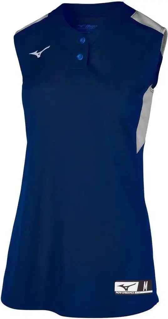 Mizuno 350722 Girls Aerolite 2-button Sleeveless Softball Jersey - Navy Gray