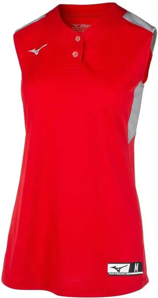 Mizuno 350722 Girls Aerolite 2-button Sleeveless Softball Jersey - Red Gray