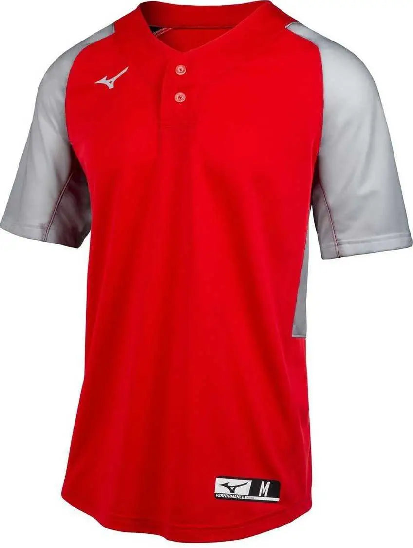 Mizuno 350750 Youth Aerolite 2-button Baseball Jersey - Red Gray