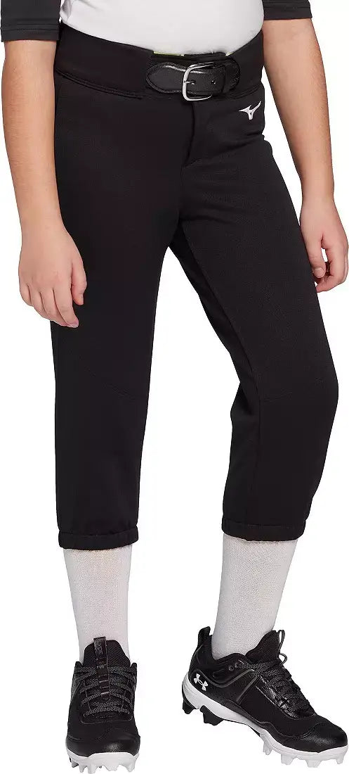 Mizuno 350783 Girl’s Belted Stretch Softball Pant - Black