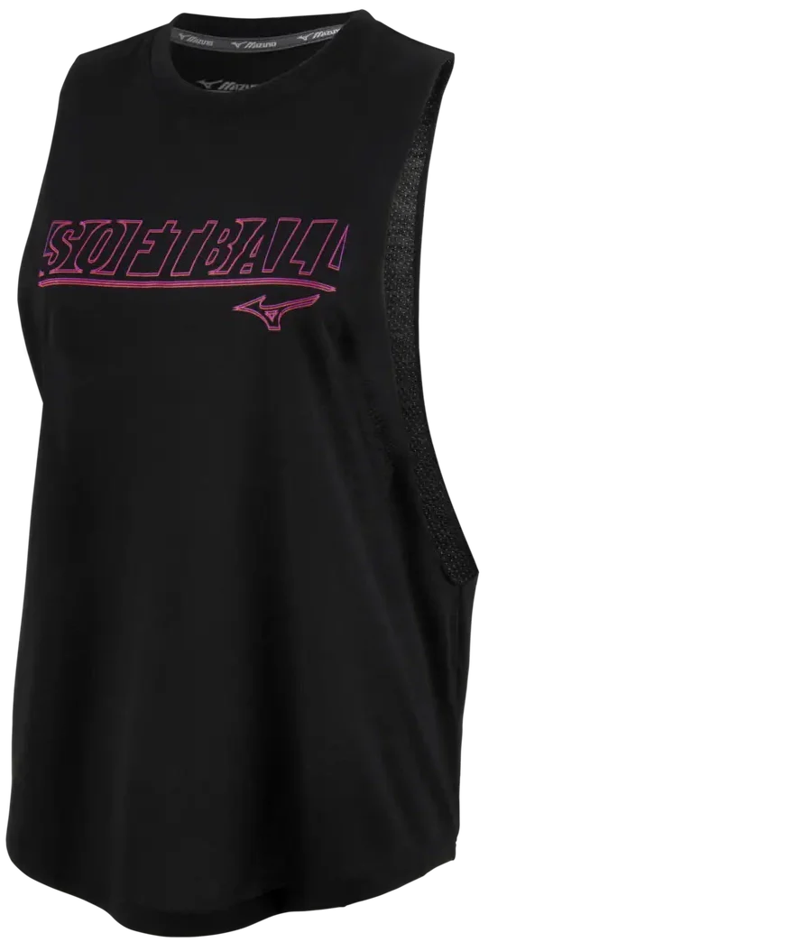 Mizuno 351064 Women’s Muscle Graphic Tank - Black - Ladies Xs
