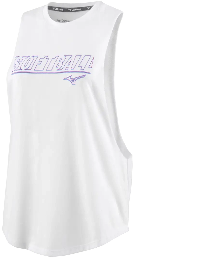 Mizuno 351064 Women’s Muscle Graphic Tank - White - Ladies Xs