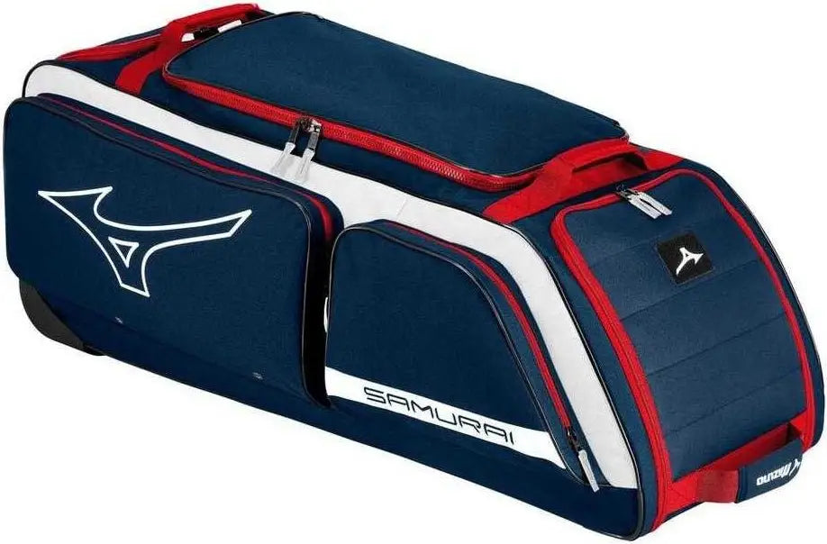 Mizuno 360327 Samurai Catcher’s Wheel Bag 24 - Patriot Black - Navy White