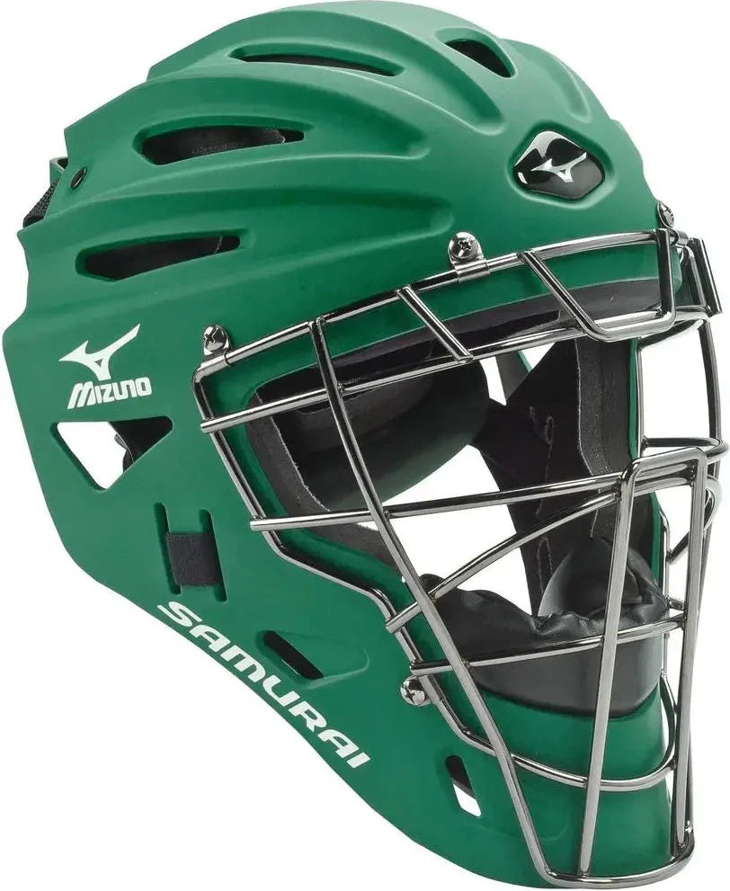 Mizuno 380192 Samurai G4 Youth Baseball Catcher’s Helmet - Forest - 6 1/2’’ - 7 1/4’’