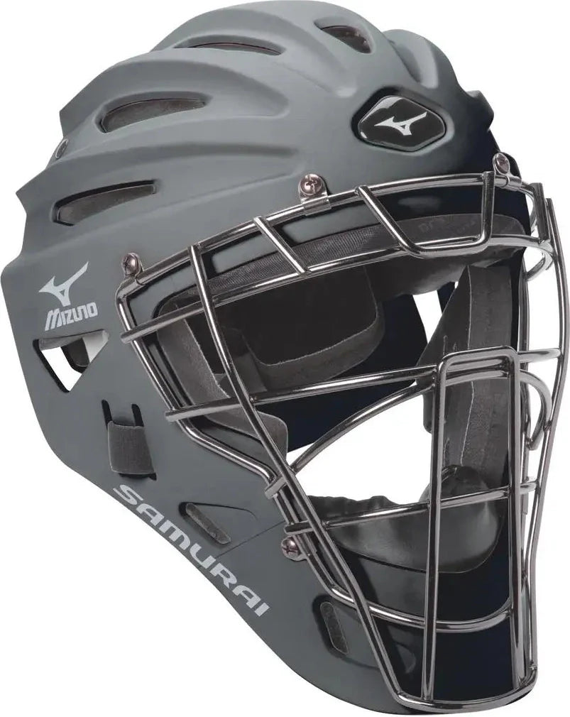 Mizuno 380192 Samurai G4 Youth Baseball Catcher’s Helmet - Grey - 6 1/2’’ - 7 1/4’’