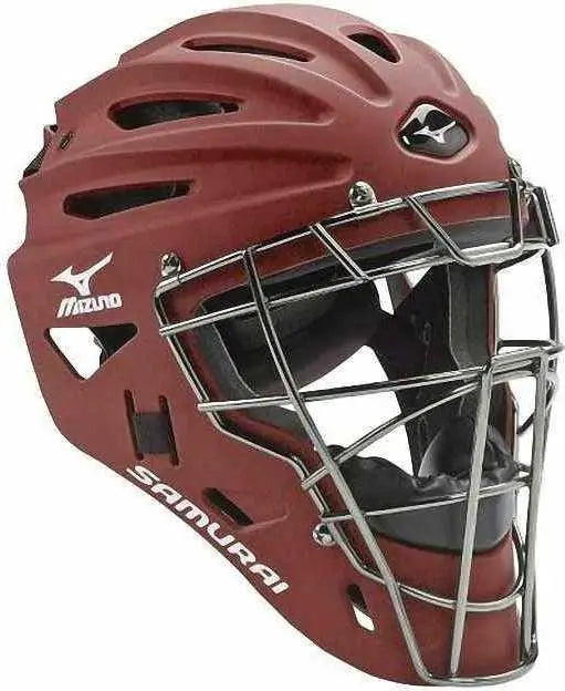 Mizuno 380192 Samurai Youth Catcher’s Helmet G4 Cardinal - 6 1/2’’ - 7 1/4’’