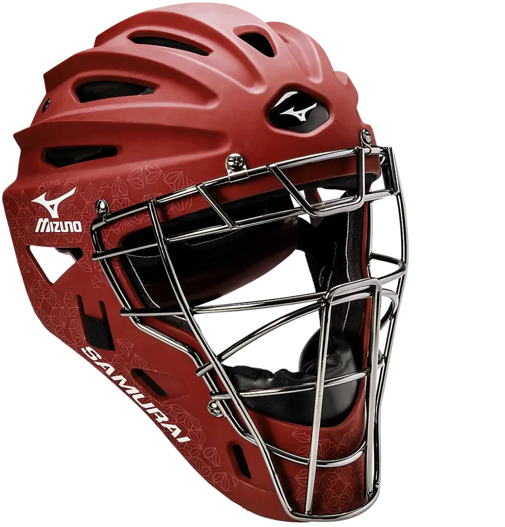Mizuno 380253 Samurai G4 Women’s Fastpitch Softball Catcher’s Helmet - Cardinal - 6 1/2’’ - 7 1/4’’