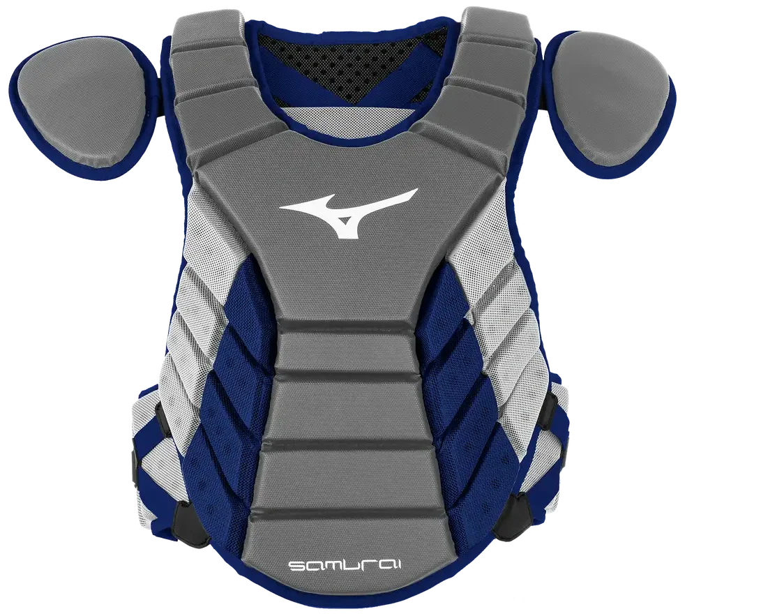 Mizuno 380378 Samurai Youth Baseball Chest Protector 14’’ - Grey-navy