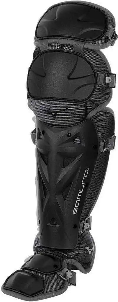 Mizuno 380381 Samurai Fastpitch Softball Women’s Shin Guards 15’’ - Black Gray