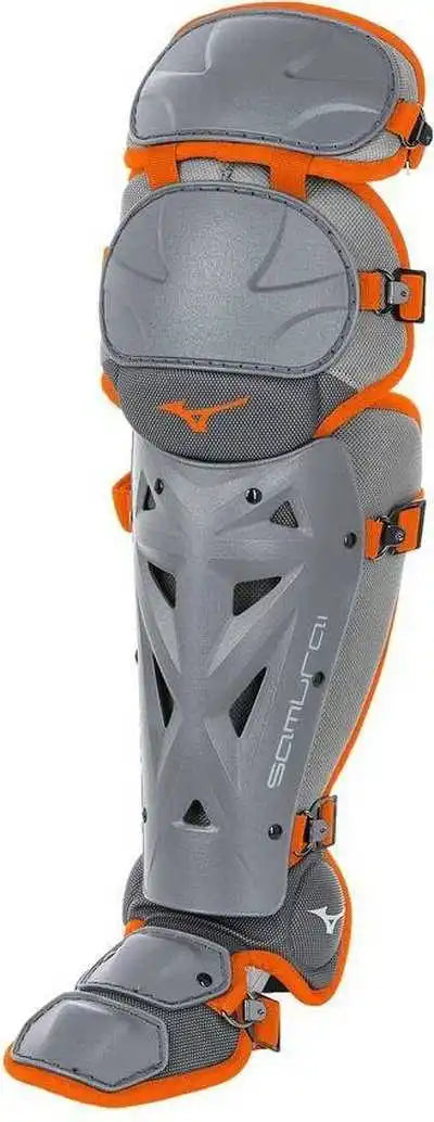 Mizuno 380381 Samurai Fastpitch Softball Women’s Shin Guards 15’’ - Gray Orange