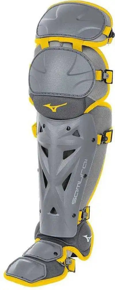 Mizuno 380382 Samurai Fastpitch Softball Women’s Shin Guards 16’’ - Gray Yellow
