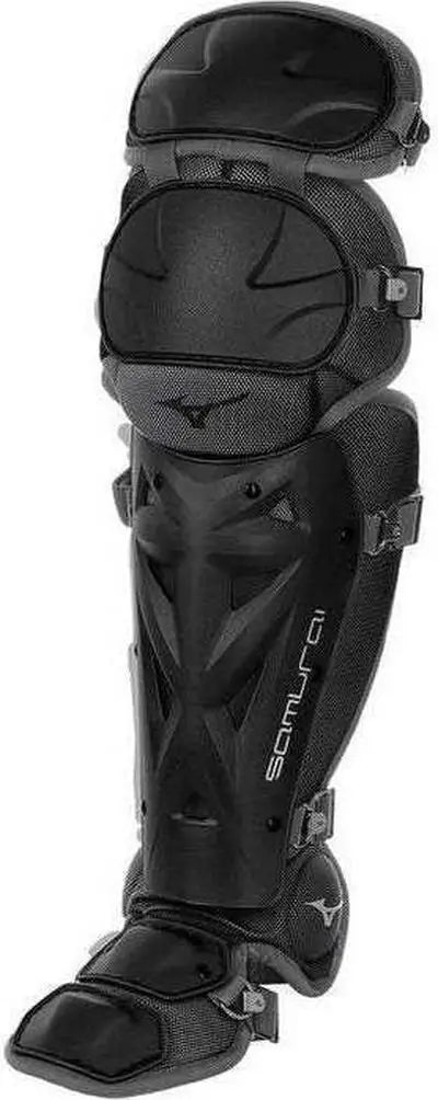 Mizuno 380382 Samurai Fastpitch Softball Women’s Shin Guards 16’’ - Black Gray