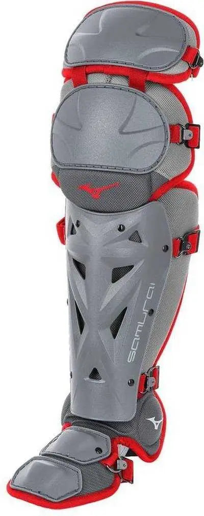 Mizuno 380382 Samurai Fastpitch Softball Women’s Shin Guards 16’’ - Gray Red