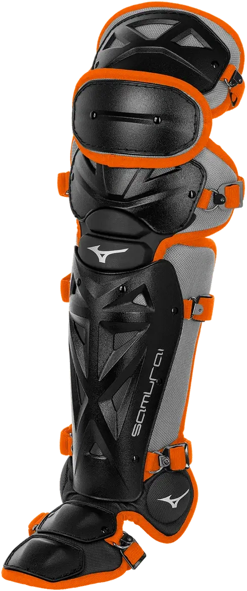 Mizuno 380383 Samurai Youth 14 1/2’’ Shin Guards - Black Orange