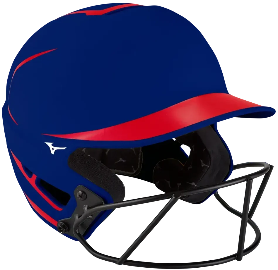 Mizuno 380392 F6 Fastpitch Softball Batting Helmet - Red-navy