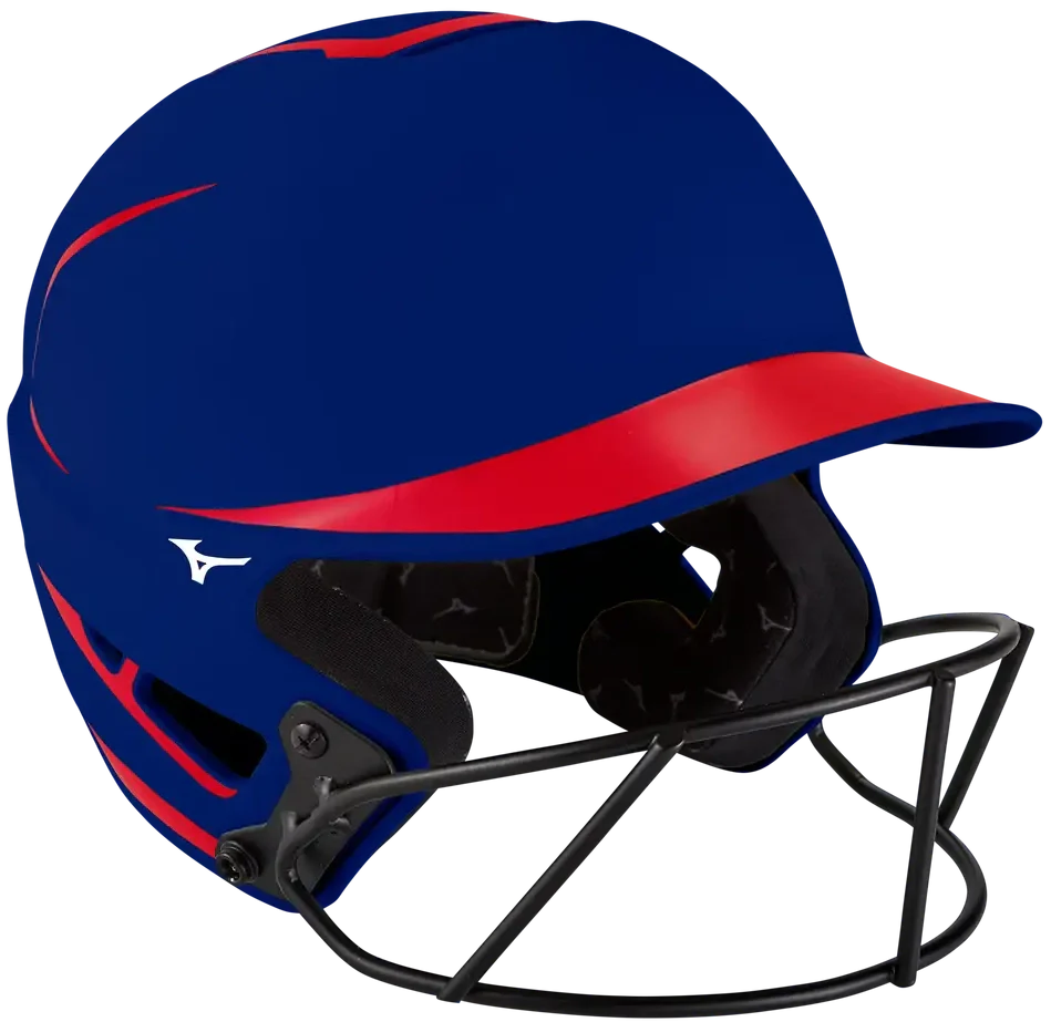 Mizuno 380392 F6 Fastpitch Softball Batting Helmet - Red-navy - S/m