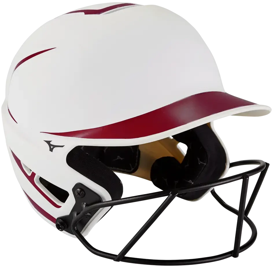 Mizuno 380392 F6 Fastpitch Softball Batting Helmet - White-cardinal - S/m
