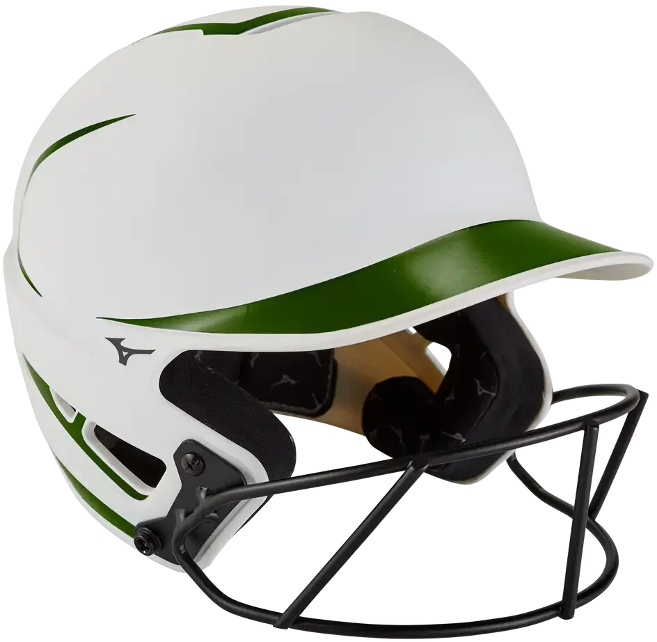 Mizuno 380392 F6 Fastpitch Softball Batting Helmet - White-forest - S/m