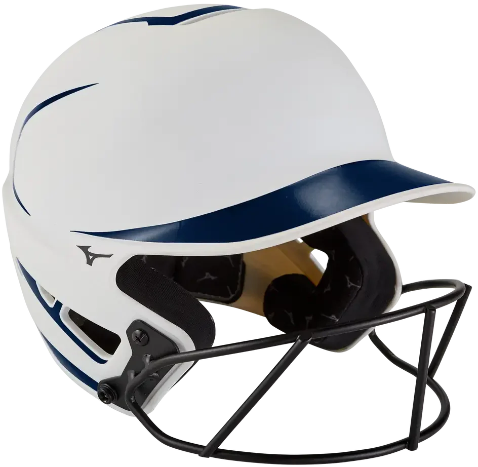 Mizuno 380392 F6 Fastpitch Softball Batting Helmet - White-navy - S/m
