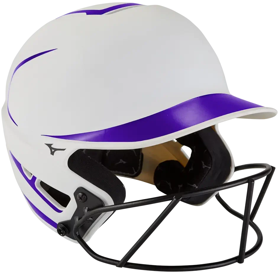 Mizuno 380392 F6 Fastpitch Softball Batting Helmet - White-purple - S/m