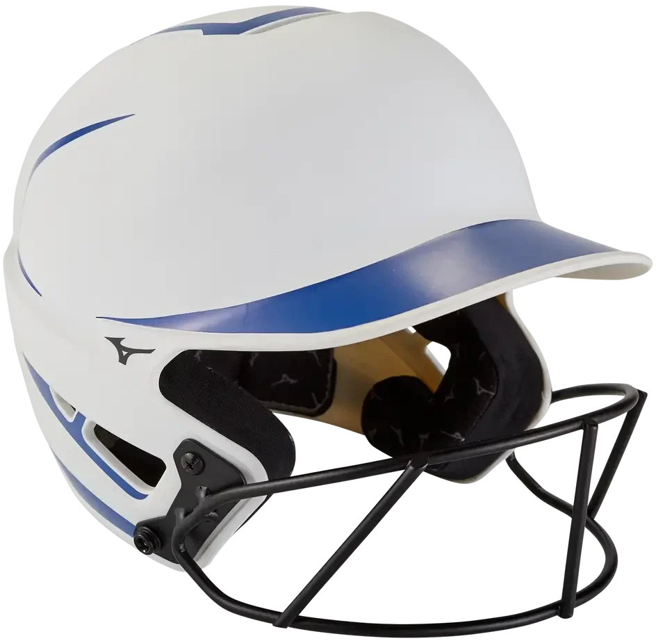 Mizuno 380392 F6 Fastpitch Softball Batting Helmet - White-royal - S/m