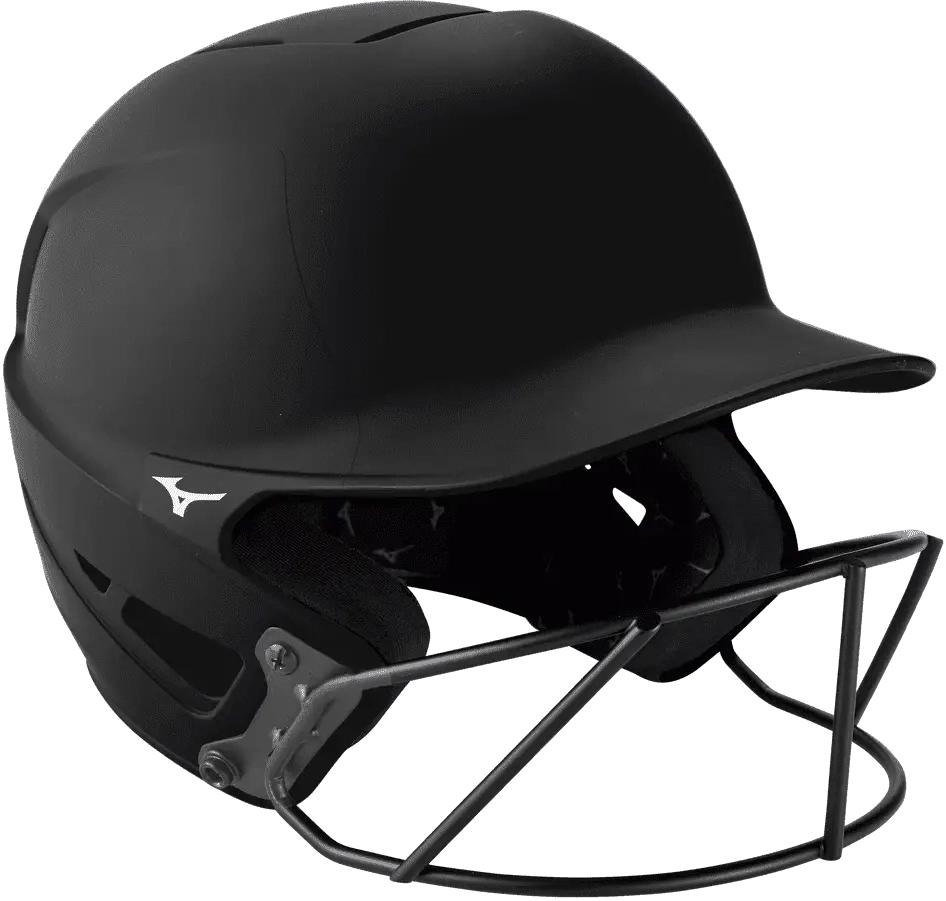 Mizuno 380395 F6 Fastpitch Softball Batting Helmet - Solid Color - Black