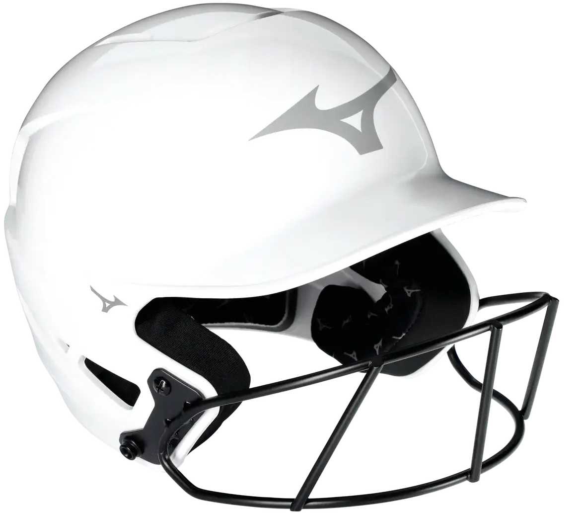 Mizuno 380395 F6 Fastpitch Softball Batting Helmet - Solid Color - Glossy White - S/m