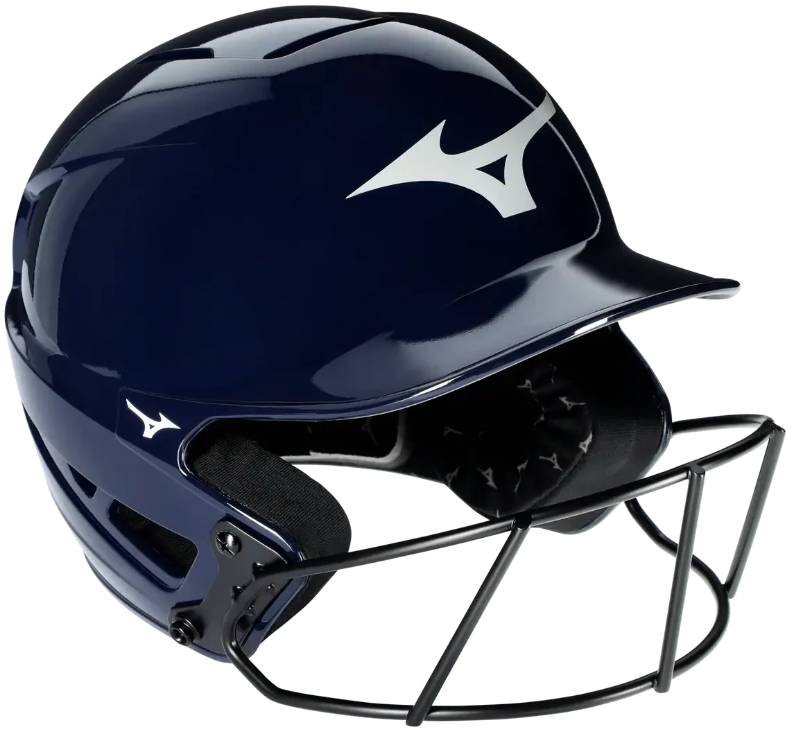 Mizuno 380395 F6 Fastpitch Softball Batting Helmet - Solid Color - Glossy Navy - S/m