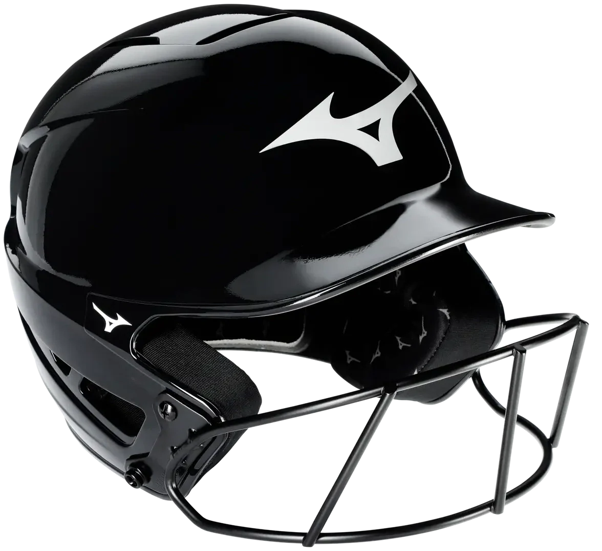 Mizuno 380395 F6 Fastpitch Softball Batting Helmet - Solid Color - Glossy Black - S/m