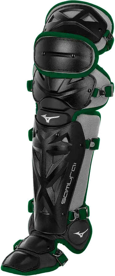 Mizuno 380408 Samurai Adult Baseball Shin Guards 16.5’’ - Black Forest