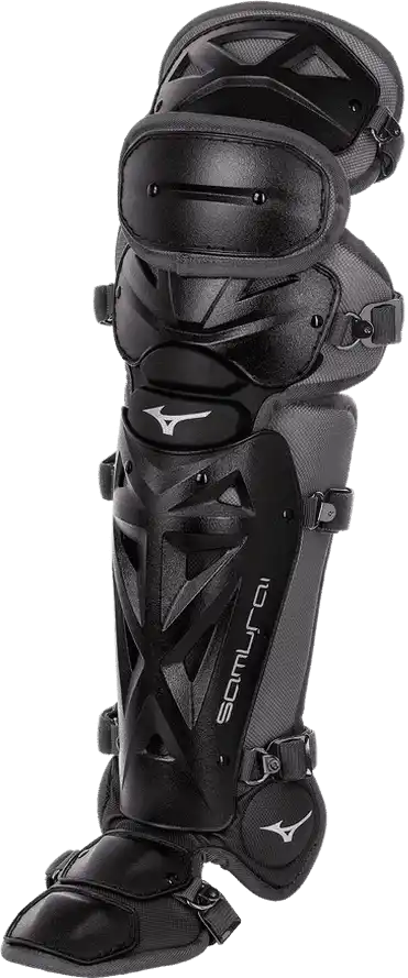 Mizuno 380409 Samurai Adult Baseball Shin Guards 15.5’’ - Black Gray