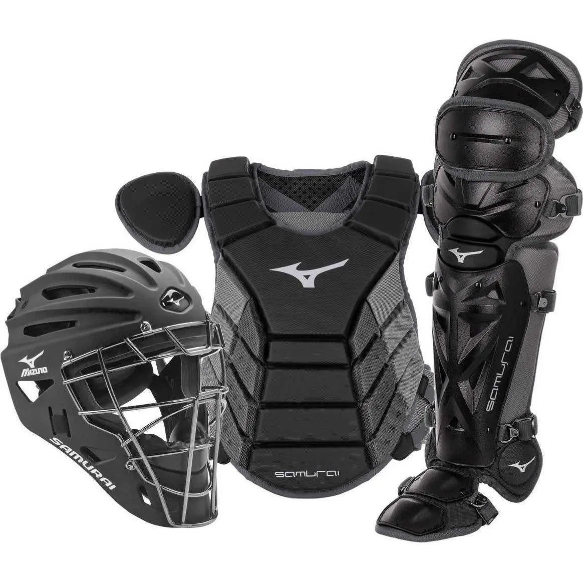 Mizuno 380417 Samurai Adult 16’’ Baseball Boxed Catcher’s Gear Set - Black Gray