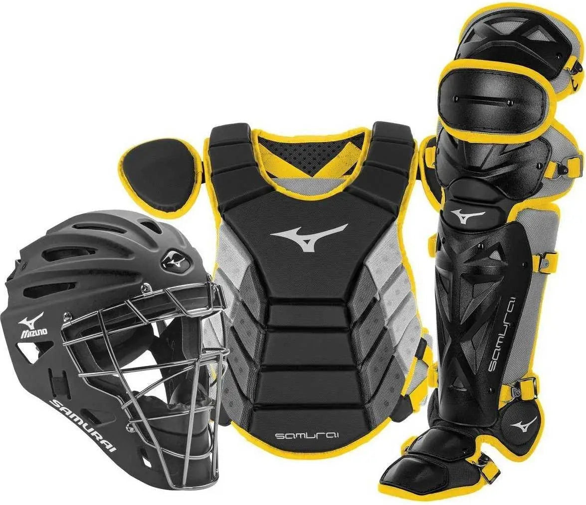 Mizuno 380417 Samurai Adult 16’’ Baseball Boxed Catcher’s Gear Set - Black Yellow