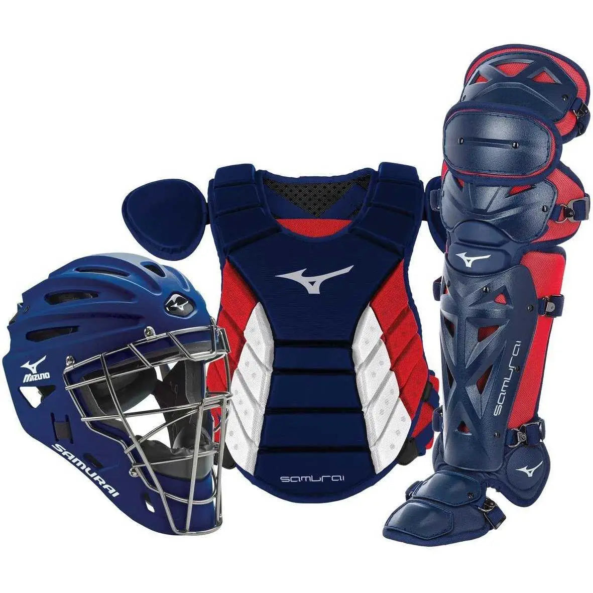 Mizuno 380417 Samurai Adult 16’’ Baseball Boxed Catcher’s Gear Set - Navy Red