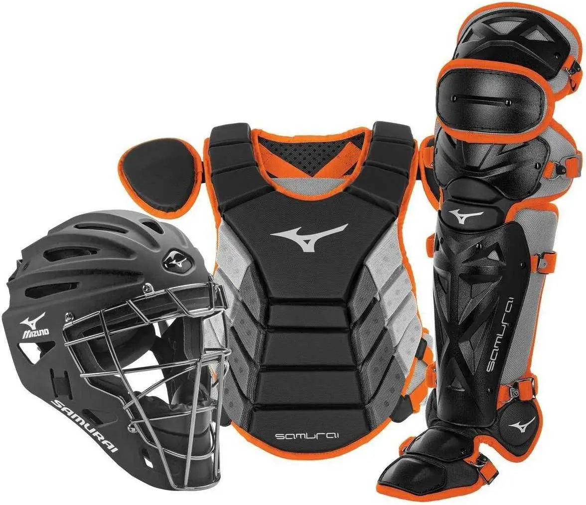 Mizuno 380417 Samurai Adult 16’’ Baseball Boxed Catcher’s Gear Set - Black Orange