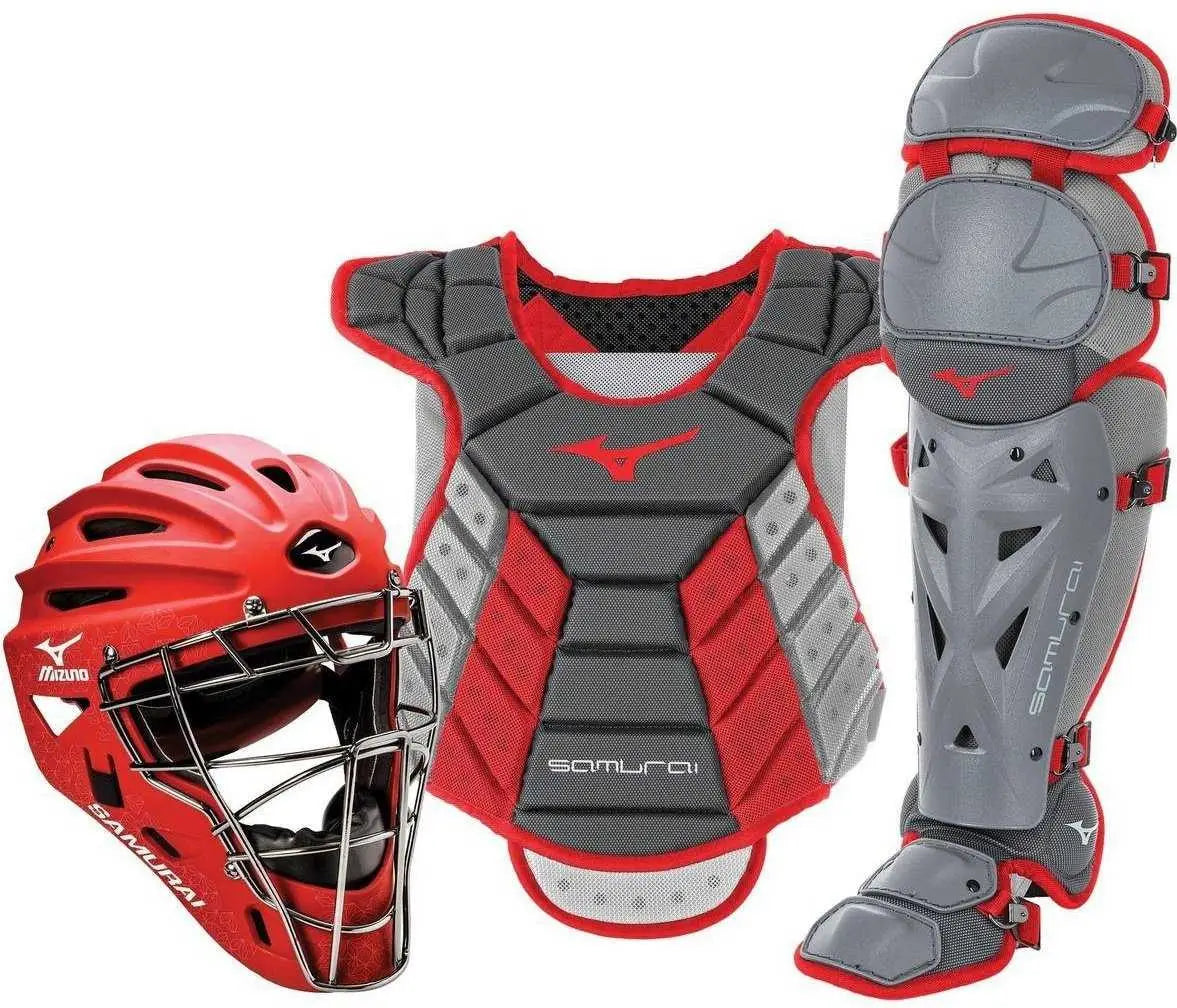 Mizuno 380421 Samurai Womens Boxed Catcher’s Gear Set (14-15’’) - Gray Red