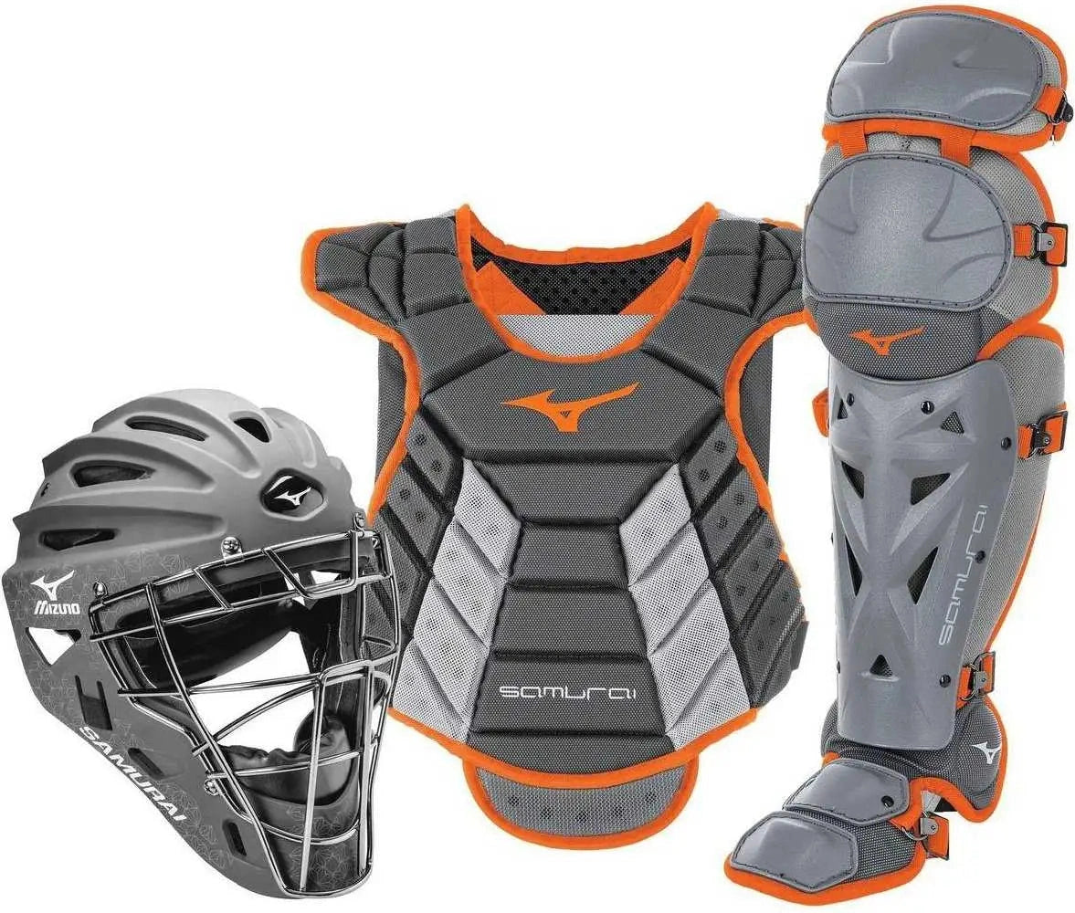 Mizuno 380421 Samurai Womens Boxed Catcher’s Gear Set (14-15’’) - Gray Orange