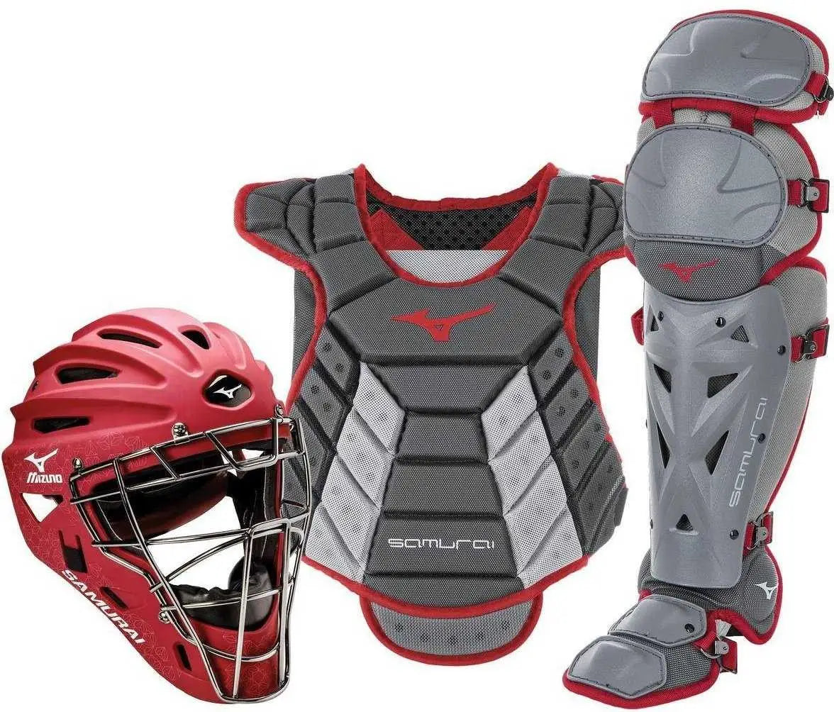 Mizuno 380421 Samurai Womens Boxed Catcher’s Gear Set (14-15’’) - Gray Cardinal