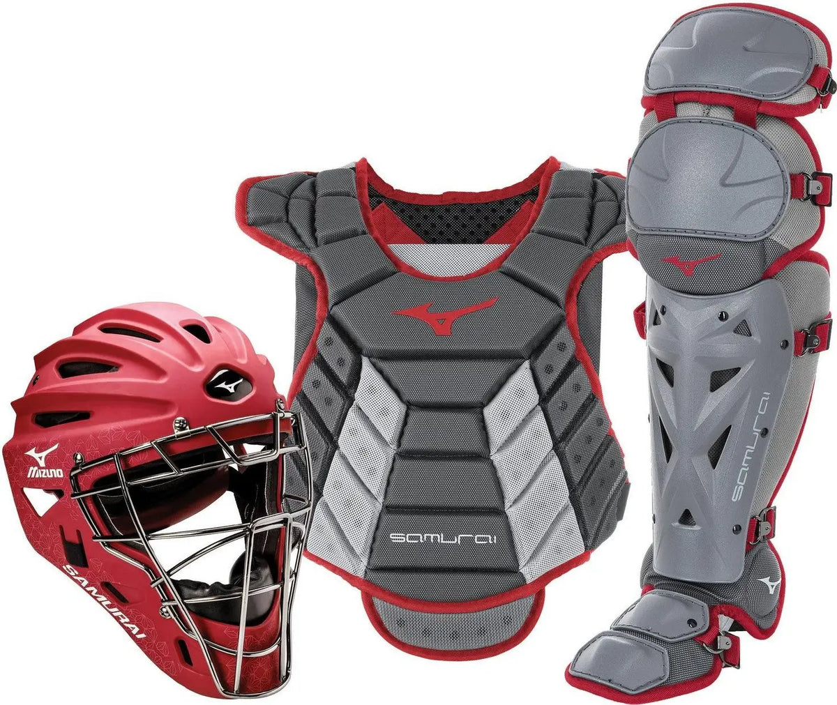 Mizuno 380422 Samurai Womens Boxed Catcher’s Gear Set (13-14’’) - Gray-cardinal - Gray Cardinal