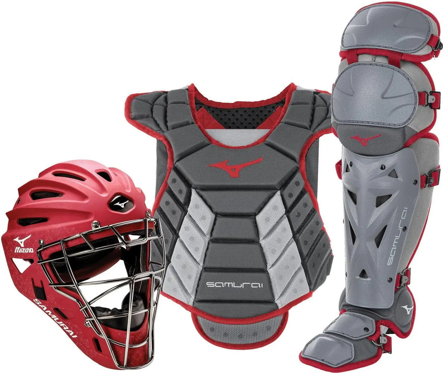 Mizuno 380422 Samurai Womens Boxed Catcher’s Gear Set (13-14’’) - Gray-cardinal - Gray Cardinal