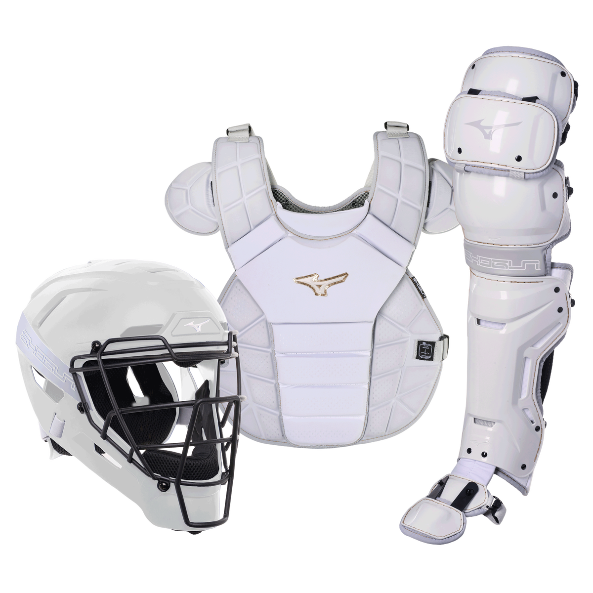 Mizuno 380448 Samurai Adult Baseball Boxed Catcher’s Gear Set 16’’ - White