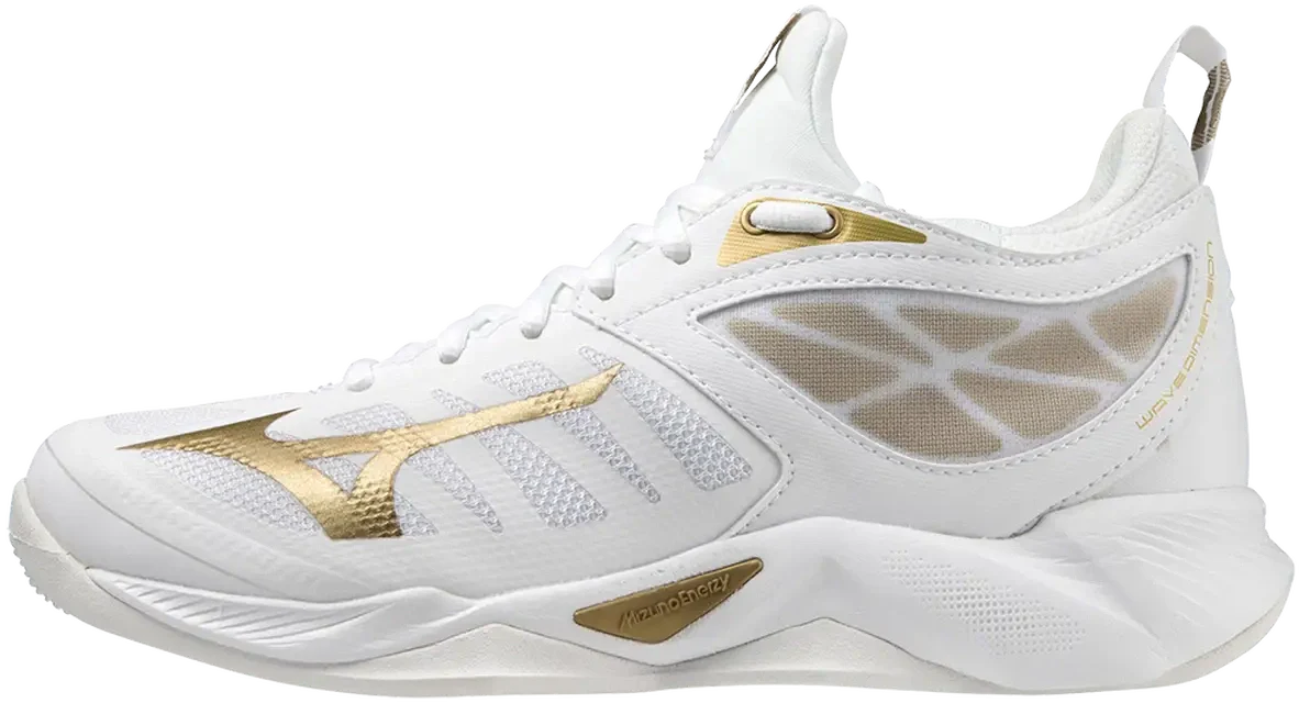Mizuno 430314 Wave Dimension Women’s Volleyball Shoe - White-gold - 6