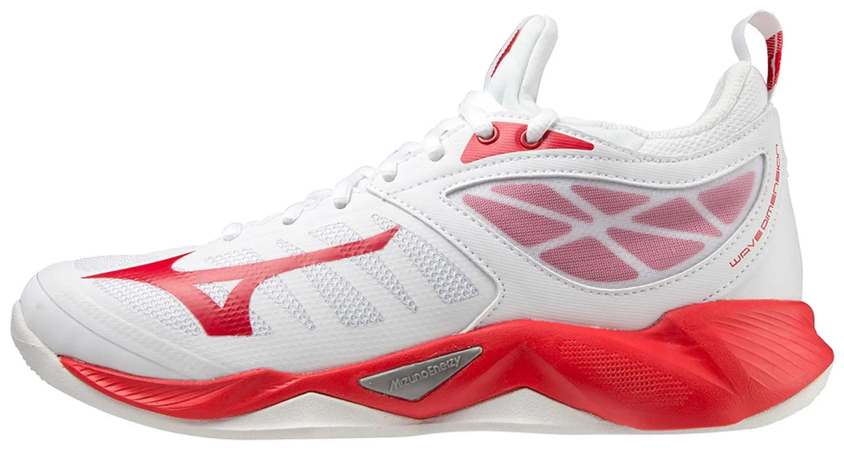 Mizuno 430314 Women’s Wave Dimension Volleyball Shoes - White Red