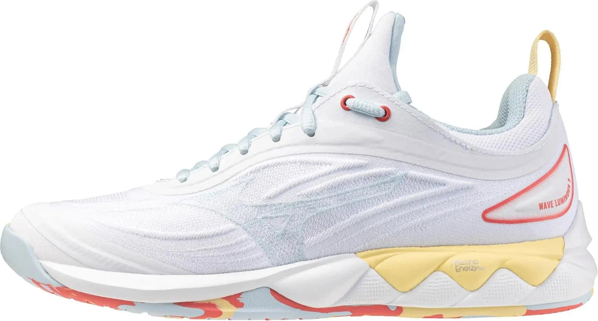 Mizuno 430328 Wave Luminous 3 Women’s Vollyball Shoe - White Calypso Coral